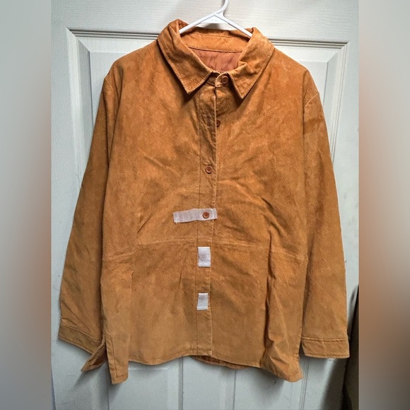 Dialogue Jackets & Blazers - Genuine Leather QVC Dialogue Size Large Burnt Orange /Tan/Brown Color